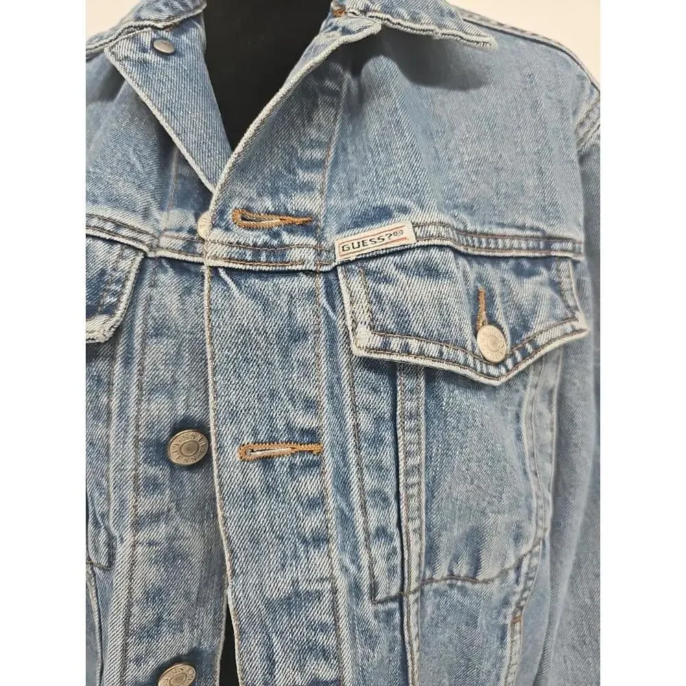 Vintage Guess Denim Jean Trucker Jacket Small USA Made Type III Style 10807 - Picture 2 of 9